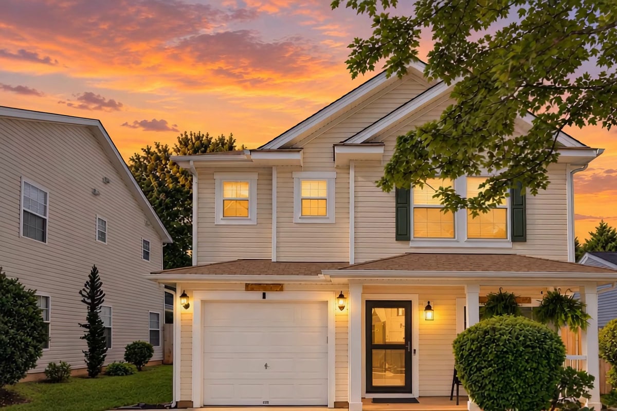 Charlotte Family Retreat, house at sunset, Charlotte, NC